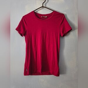 Icebreaker Magenta Red Merino Wool Short Sleeve Top S